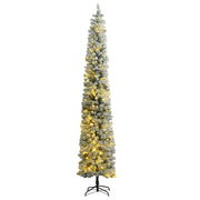 Árbol de navidad estrecho con 300 led y bolas y nieve 300 cm v9544 Vetonek