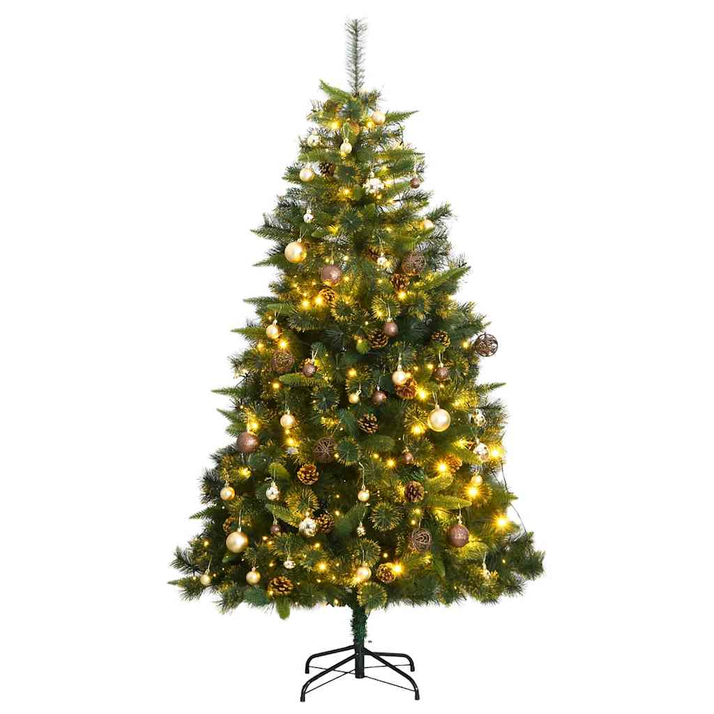 Árbol de navidad artificial con bisagras 300 led y bolas 240 cm v9575 Vetonek