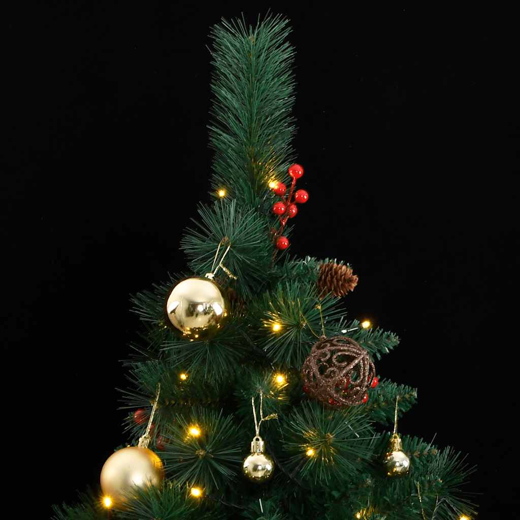 Árbol de navidad artificial con bisagras 300 led y bolas 210 cm v9599 Vetonek