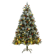 Árbol de navidad artificial con bisagras 300 led y bolas 180 cm v9612 Vetonek