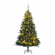 Árbol de navidad artificial con bisagras 300 led y bolas 180 cm v0922 Vetonek