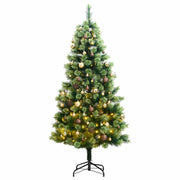 Árbol de navidad artificial con bisagras 300 led y bolas 210 cm v0960 Vetonek