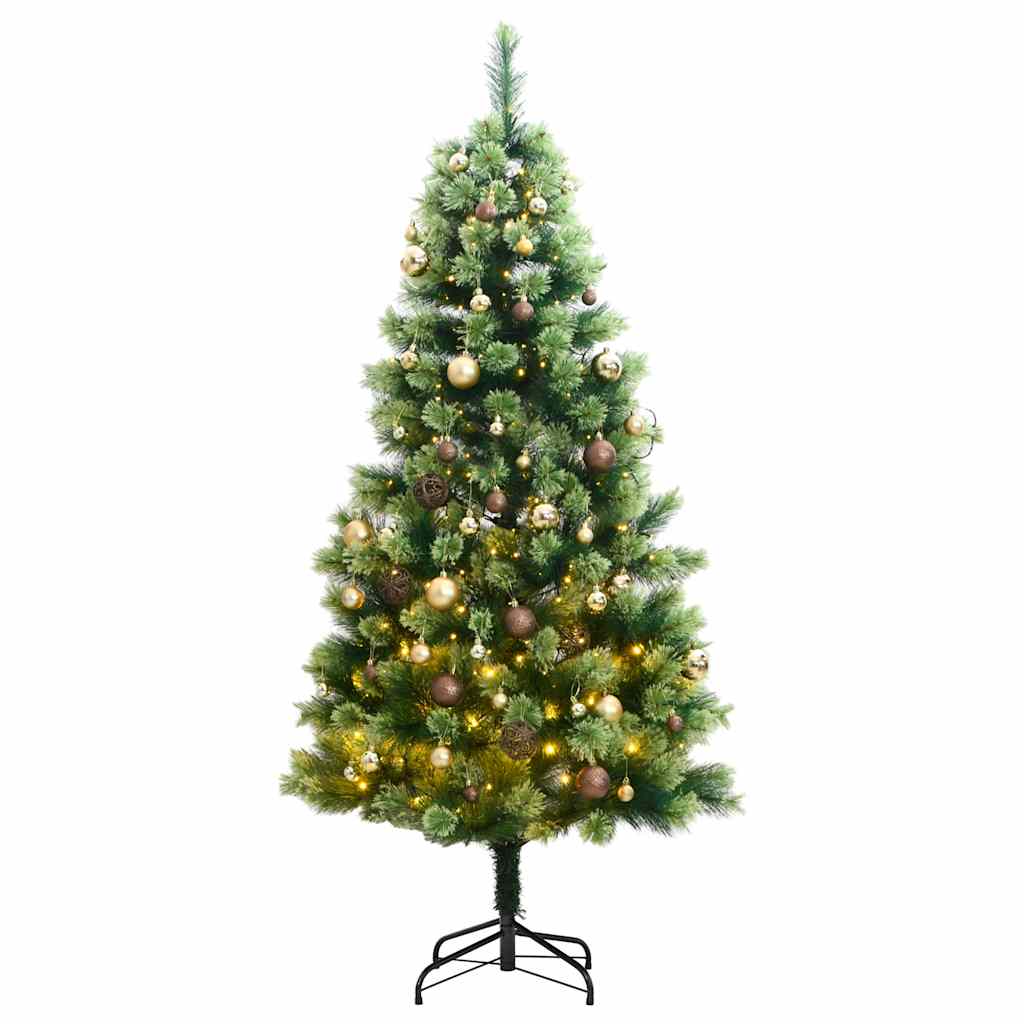 Árbol de navidad artificial con bisagras 300 led y bolas 210 cm v0960 Vetonek
