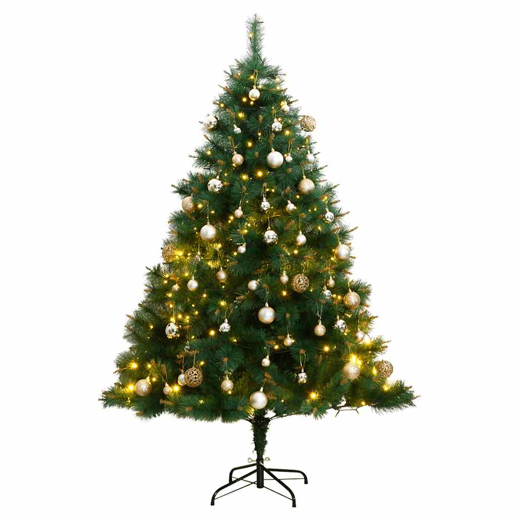 Árbol de navidad artificial con bisagras 300 led y bolas 210 cm v1042 Vetonek