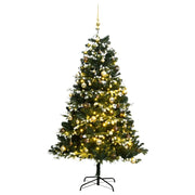Árbol de navidad artificial con bisagras 300 led y bolas 210 cm v1073 Vetonek