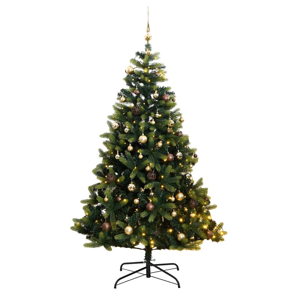 Árbol de navidad artificial con bisagras 300 led y bolas 240 cm v1110 Vetonek