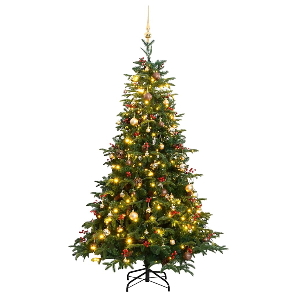 Árbol de navidad artificial con bisagras 300 led y bolas 240 cm v2179 Vetonek