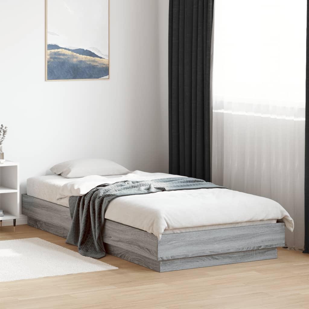 Vetonek Estructura de cama madera de ingeniería gris Sonoma 90x200 cm