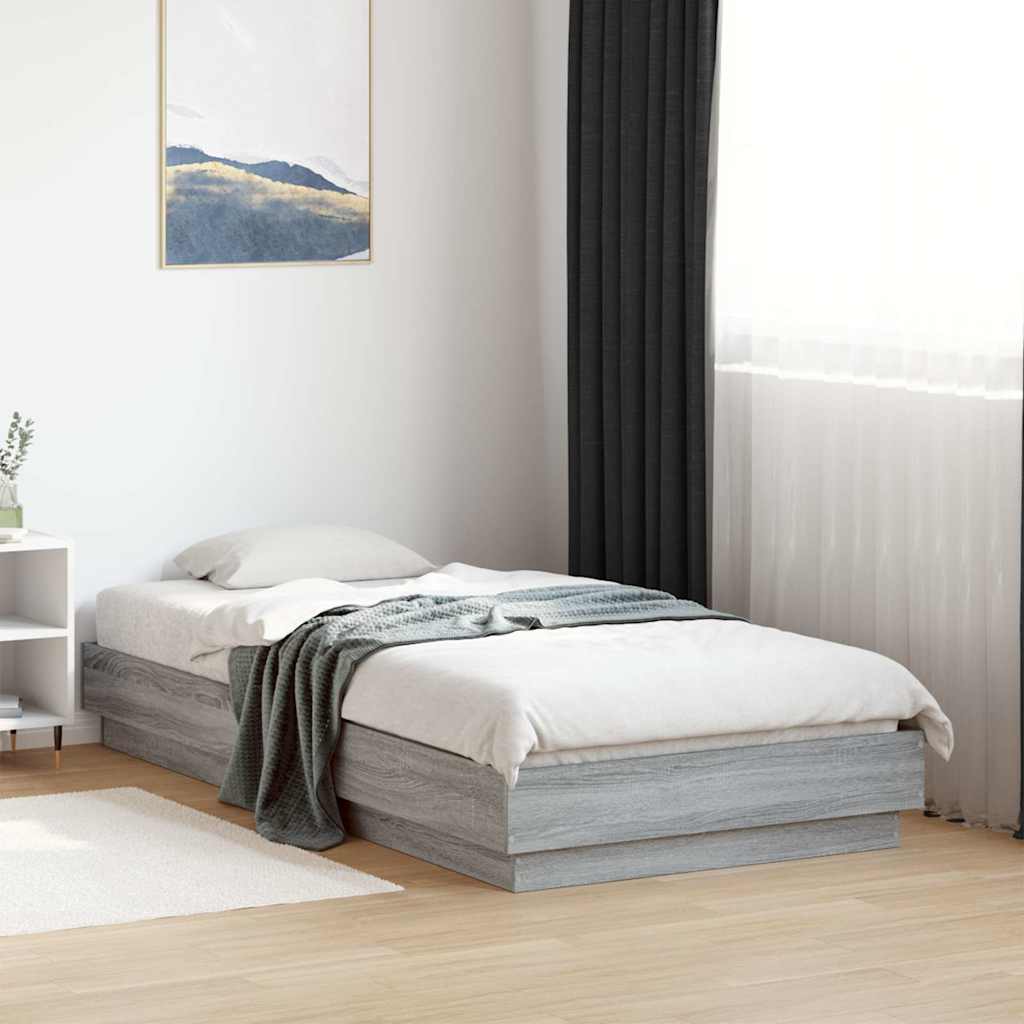 Vetonek Estructura de cama madera de ingeniería gris Sonoma 90x190 cm