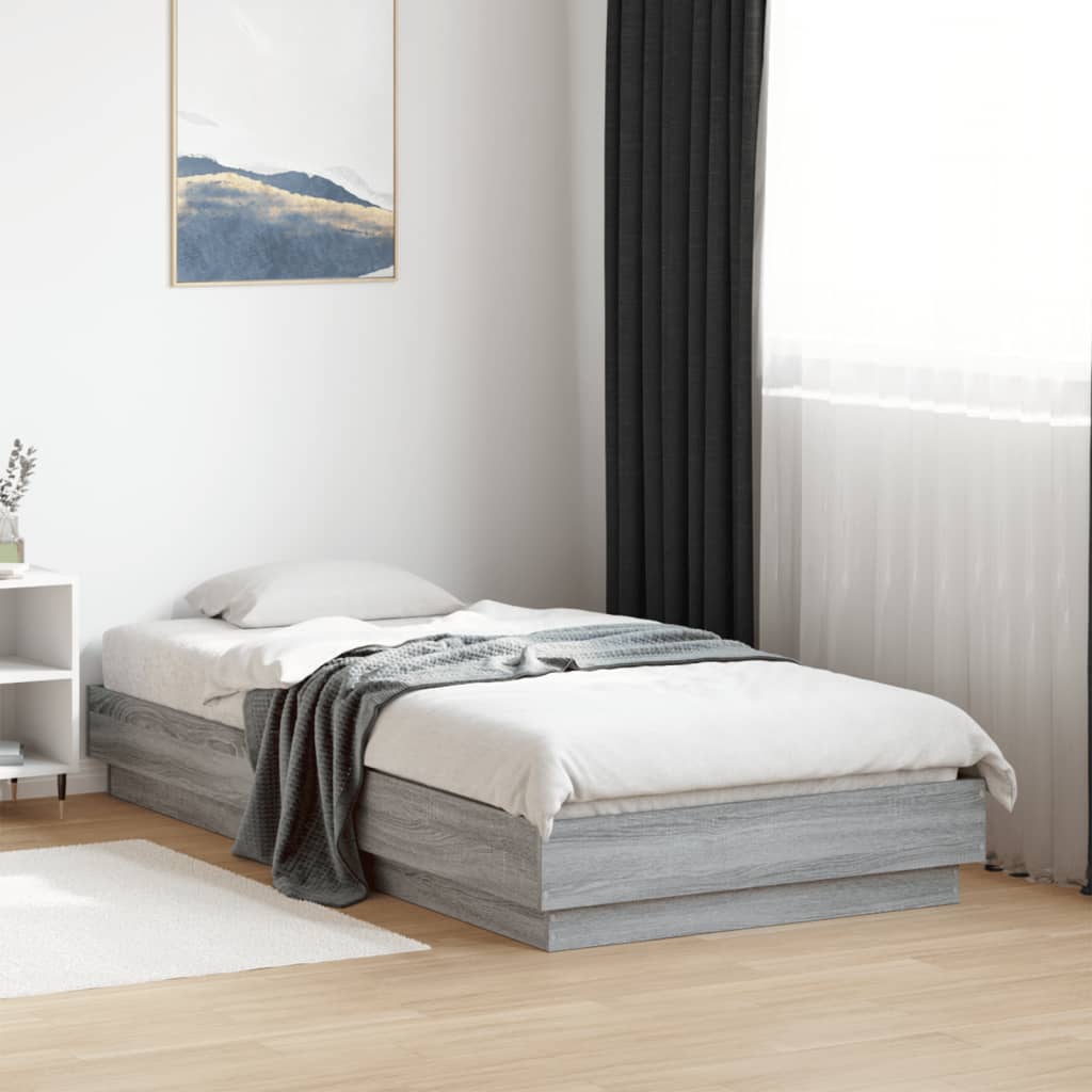 Vetonek Estructura de cama madera de ingeniería gris Sonoma 75x190 cm