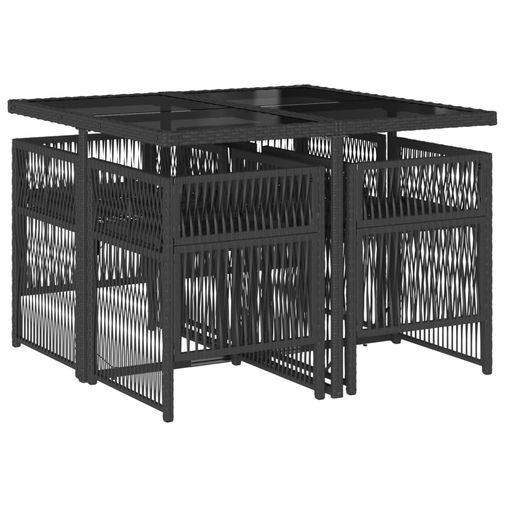 Set de muebles jardín 5 pzas con cojines ratán sintético negro - Vetonek