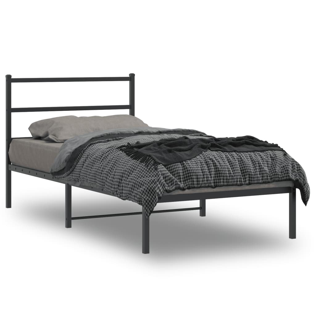 Vetonek Estructura cama sin colchón con cabecero metal negro 107x203 cm