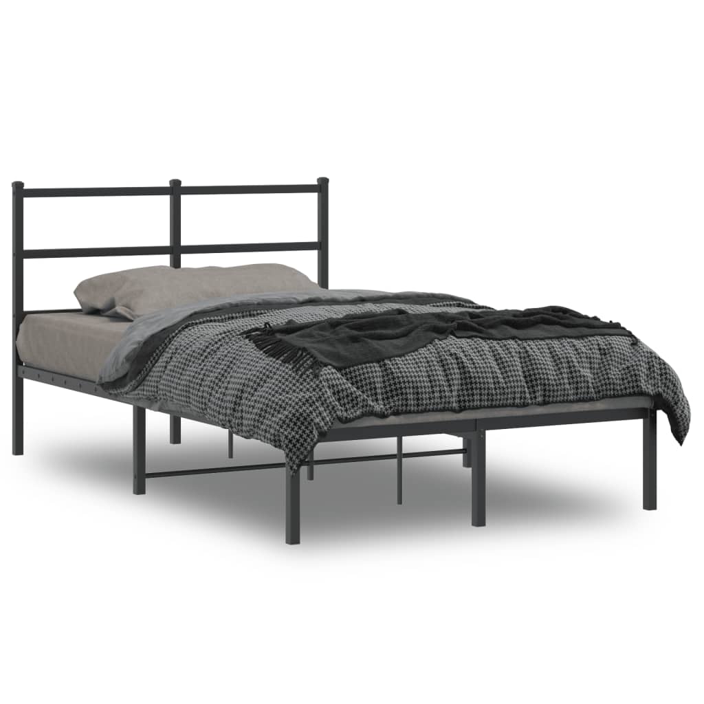 Vetonek Estructura cama sin colchón con cabecero metal negro 120x190 cm