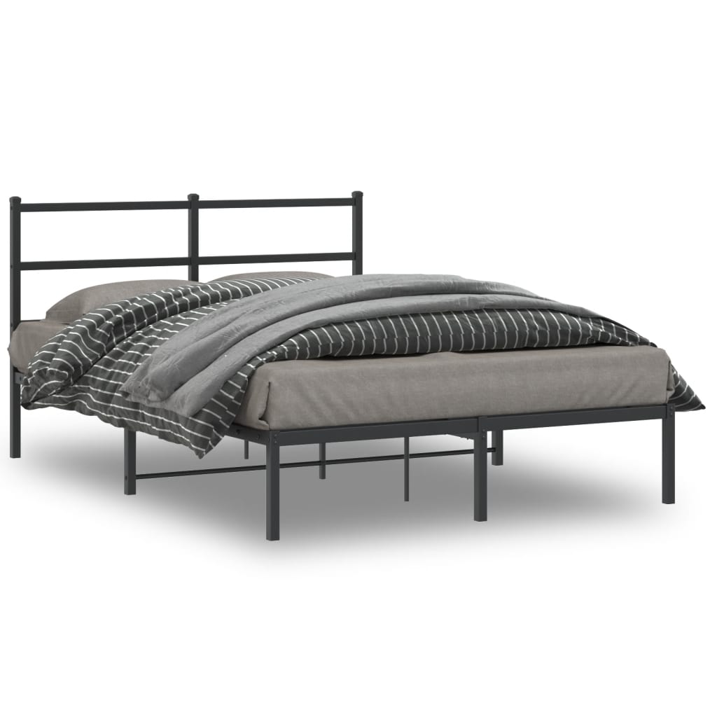 Vetonek Estructura cama sin colchón con cabecero metal negro 135x190 cm