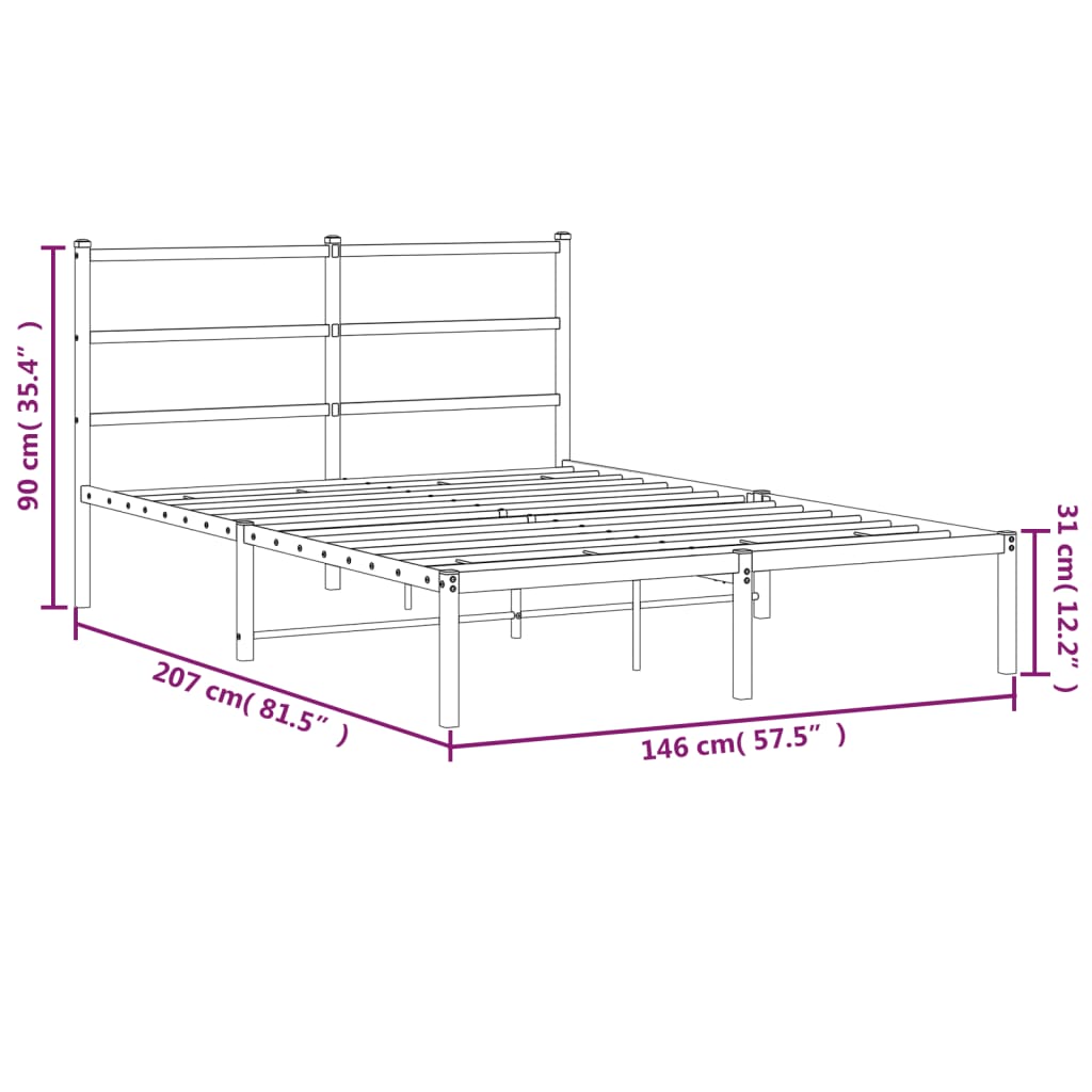 Bed Black Metal Boot Structure 140x200 cm