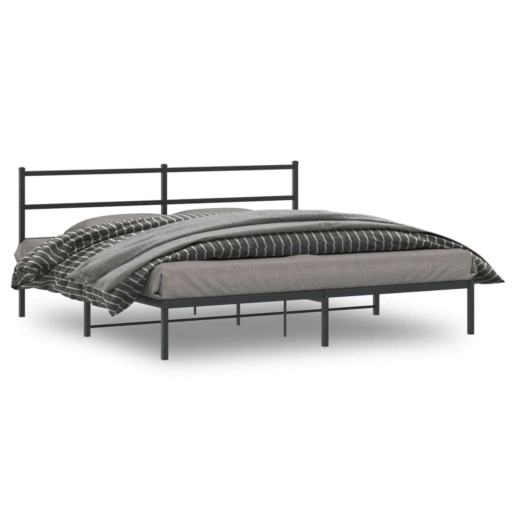 Vetonek Estructura cama sin colchón con cabecero metal negro 183x213 cm