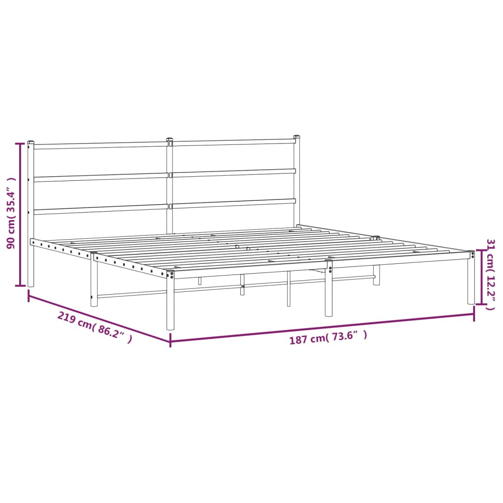 Estructura cama sin colchón con cabecero metal negro 183x213 cm