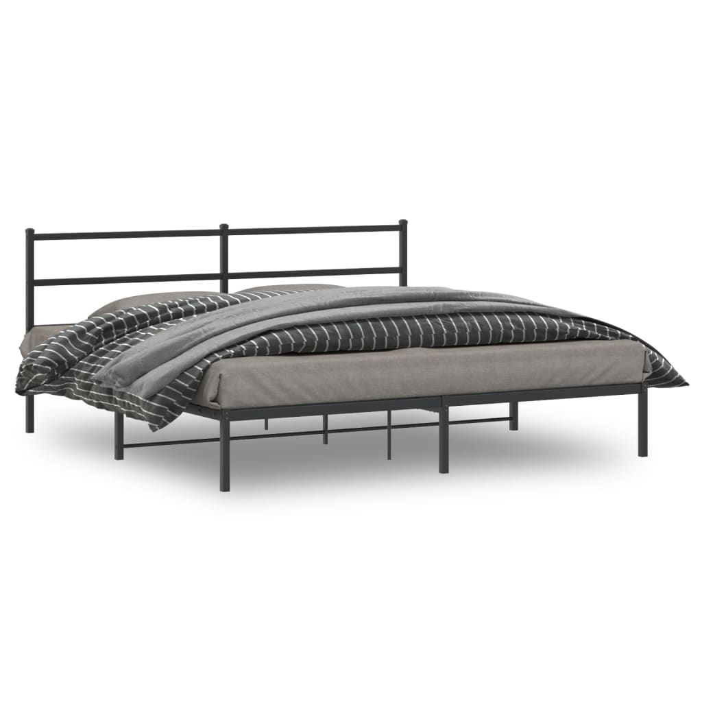 Vetonek Estructura cama sin colchón con cabecero metal negro 200x200 cm