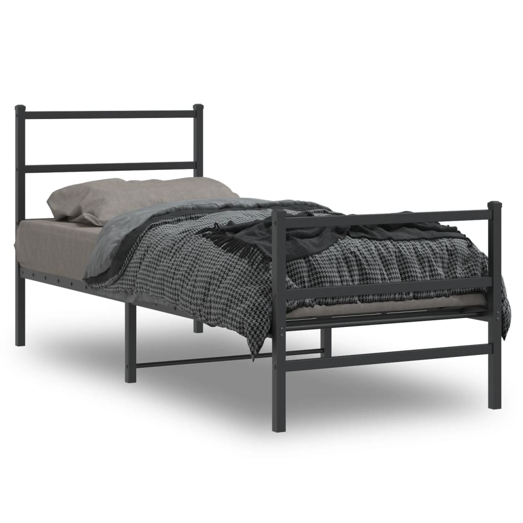 Vetonek Estructura cama sin colchón con estribo metal negro 80x200 cm