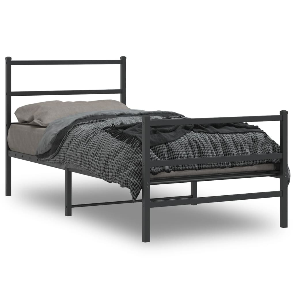 Vetonek Estructura cama sin colchón con estribo metal negro 90x190 cm