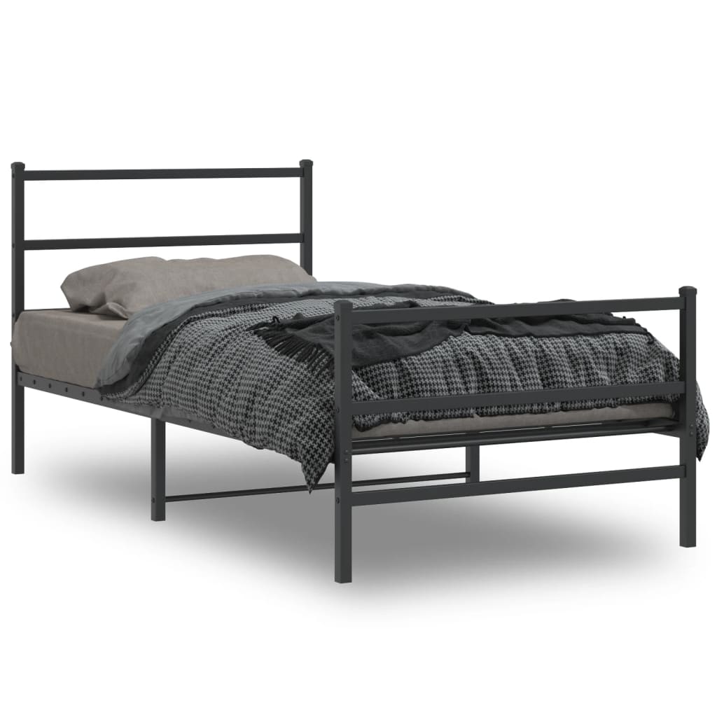 Vetonek Estructura cama sin colchón con estribo metal negro 107x203 cm