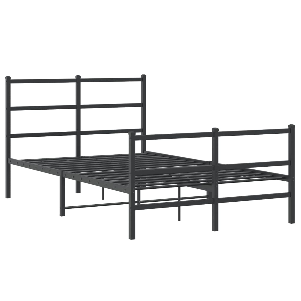 Cama sem cama de colchão com estribo de metal preto 120x190 cm