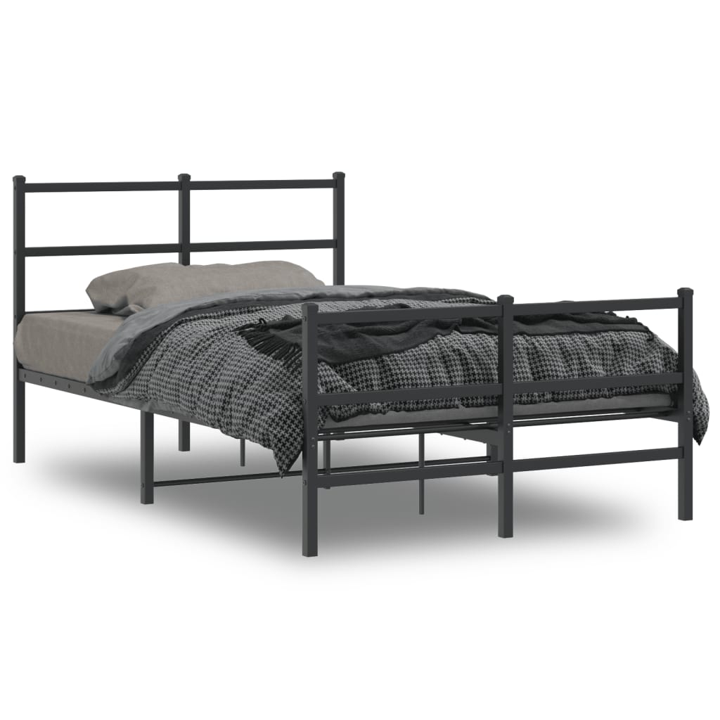 Vetonek Estructura cama sin colchón con estribo metal negro 120x190 cm