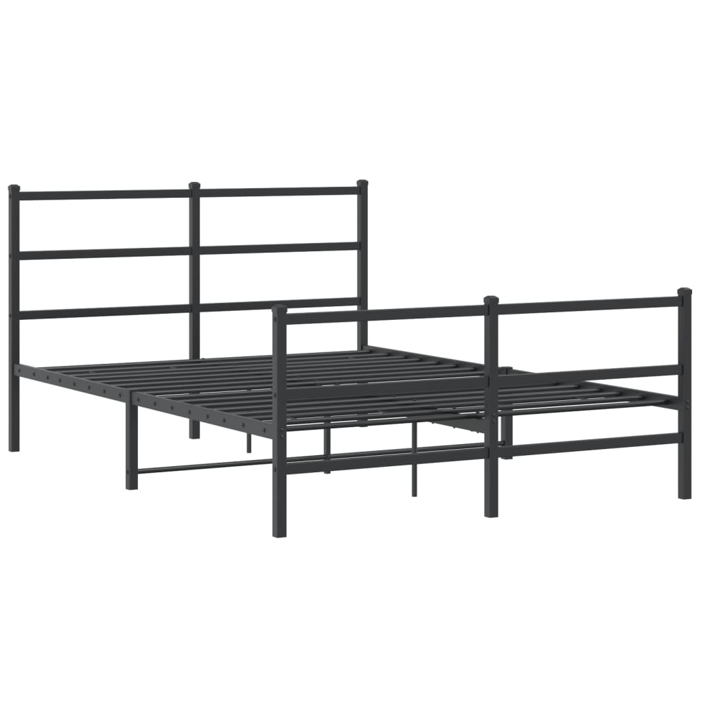 Cama sem cama de colchão com estribo de metal preto 135x190 cm