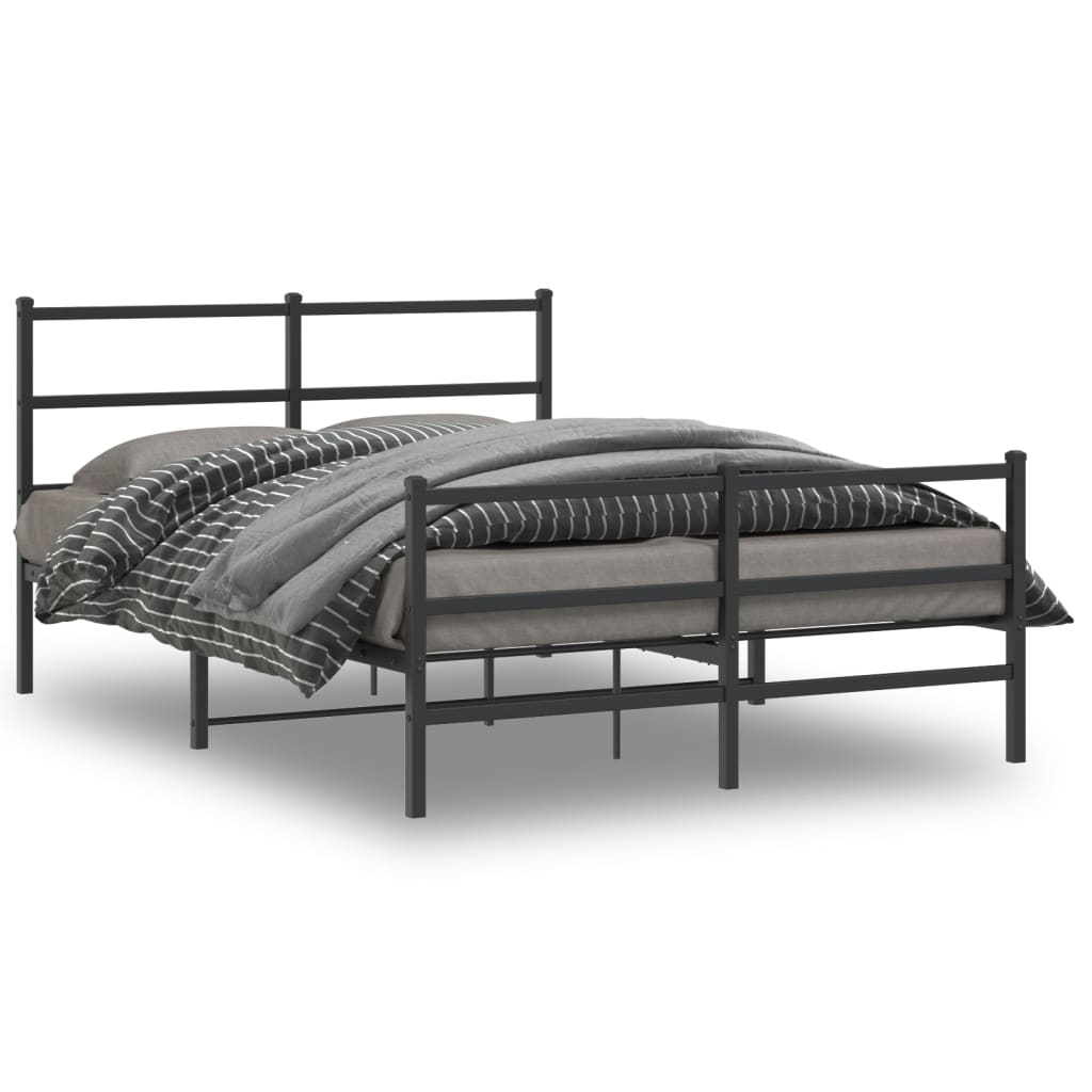 Vetonek Estructura cama sin colchón con estribo metal negro 135x190 cm