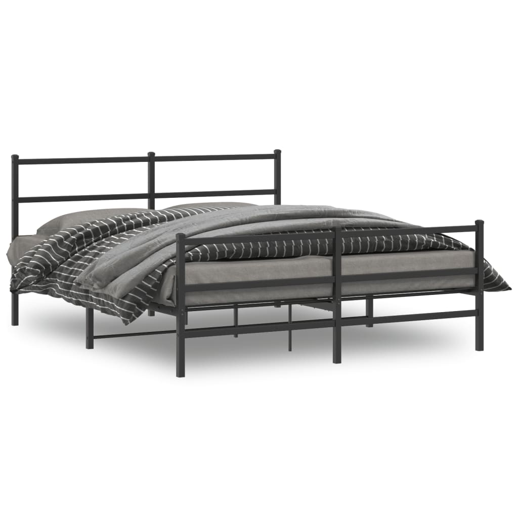 Vetonek Estructura cama sin colchón con estribo metal negro 150x200 cm