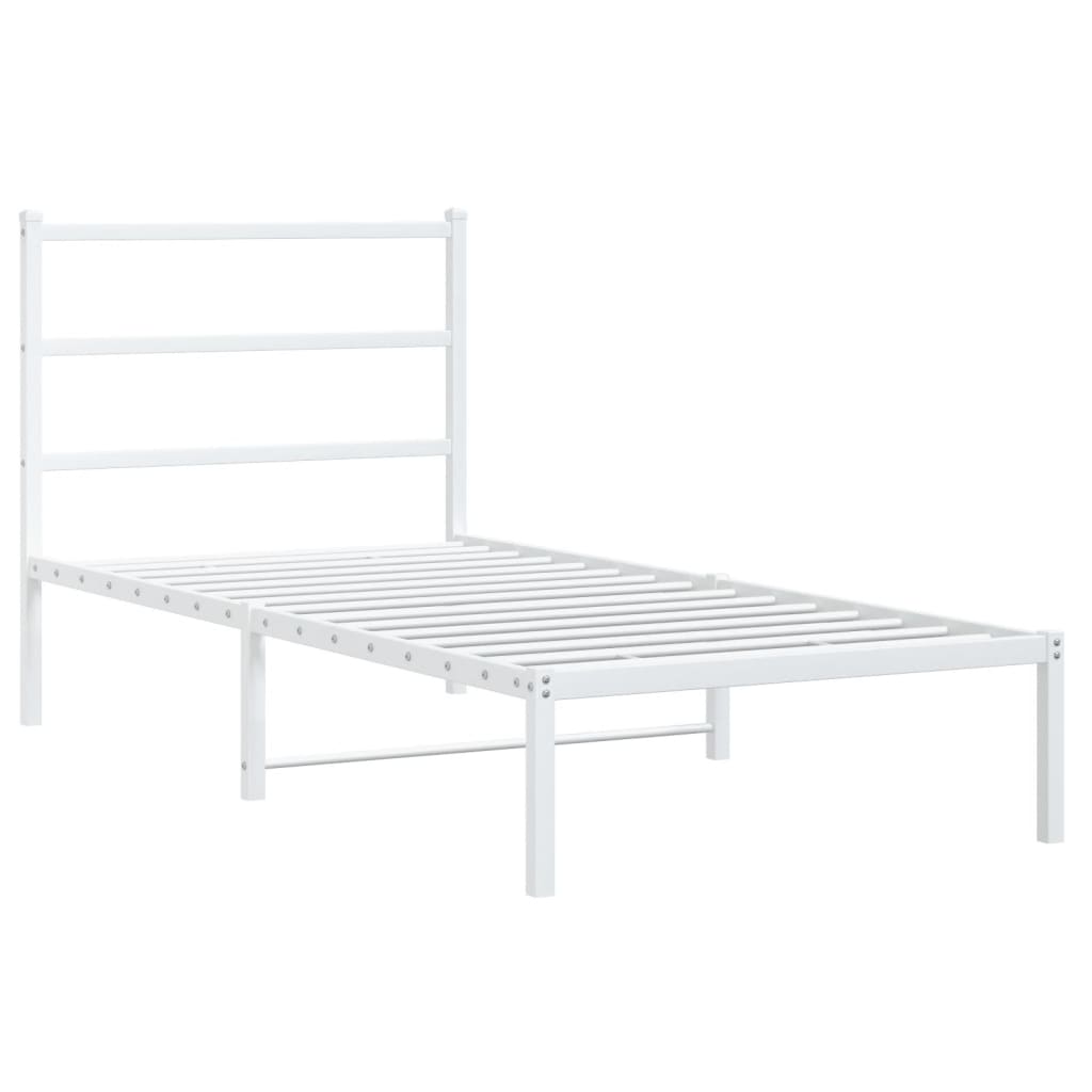 Cama sem colchão com cabeceira de metal branco 90x190 cm