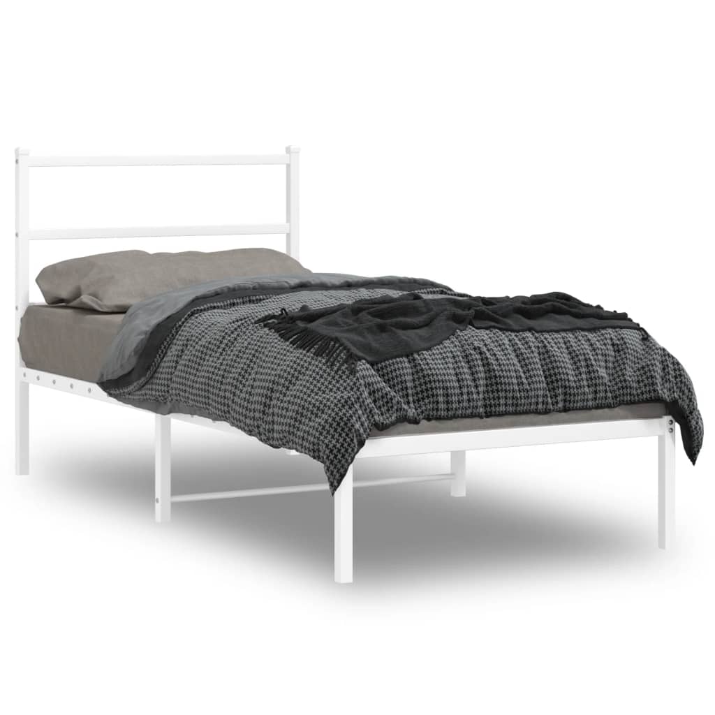 Vetonek Estructura cama sin colchón con cabecero metal blanco 90x190 cm