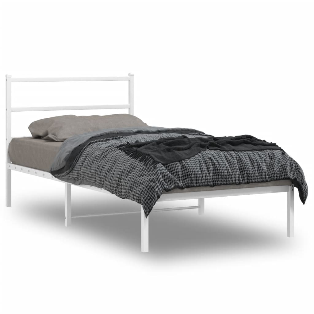 Vetonek Estructura cama sin colchón con cabecero metal blanco 100x190cm