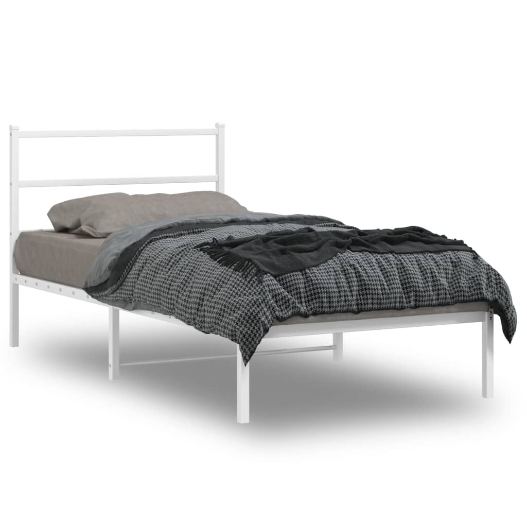 Vetonek Estructura cama sin colchón con cabecero metal blanco 107x203cm