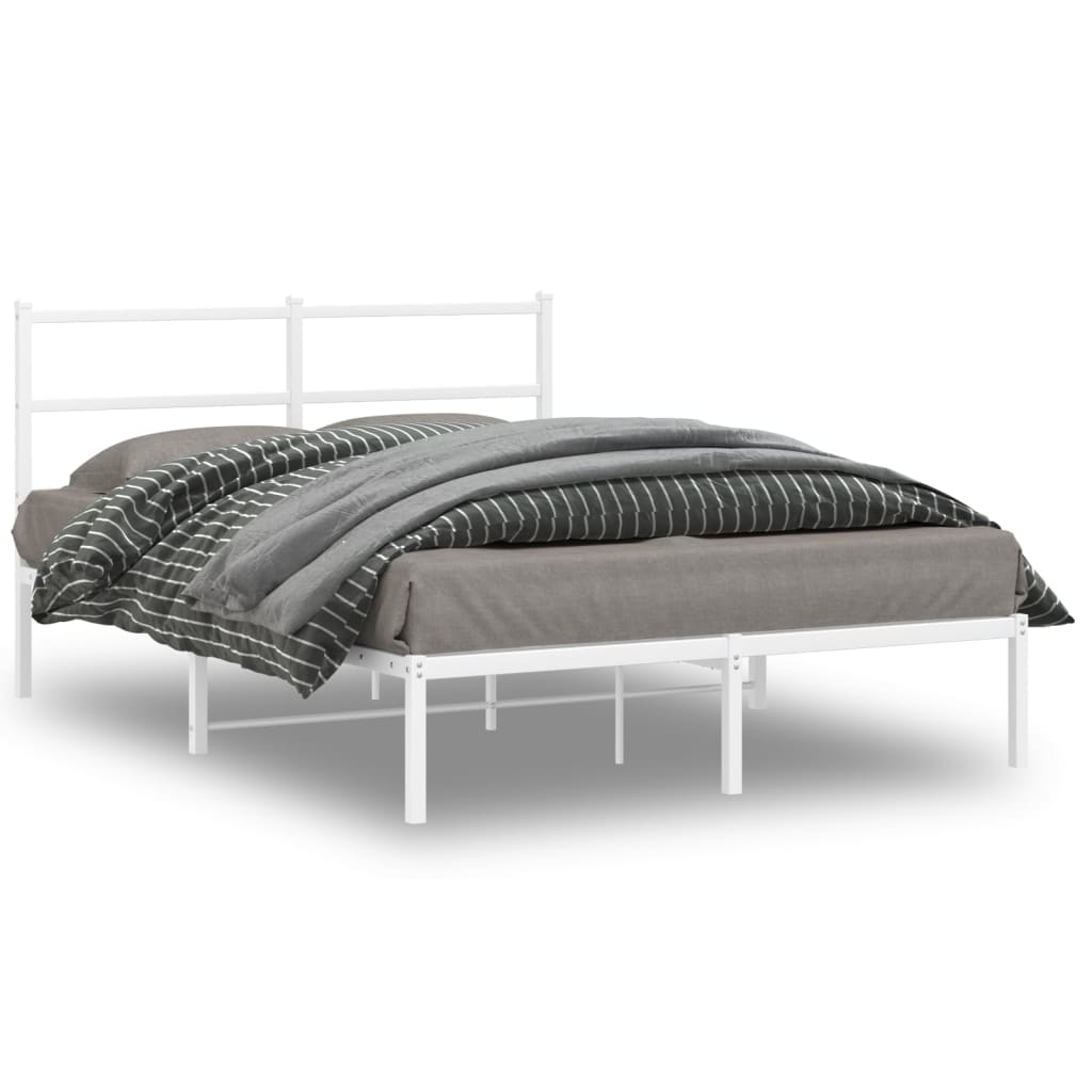 Vetonek Estructura cama sin colchón con cabecero metal blanco 135x190cm