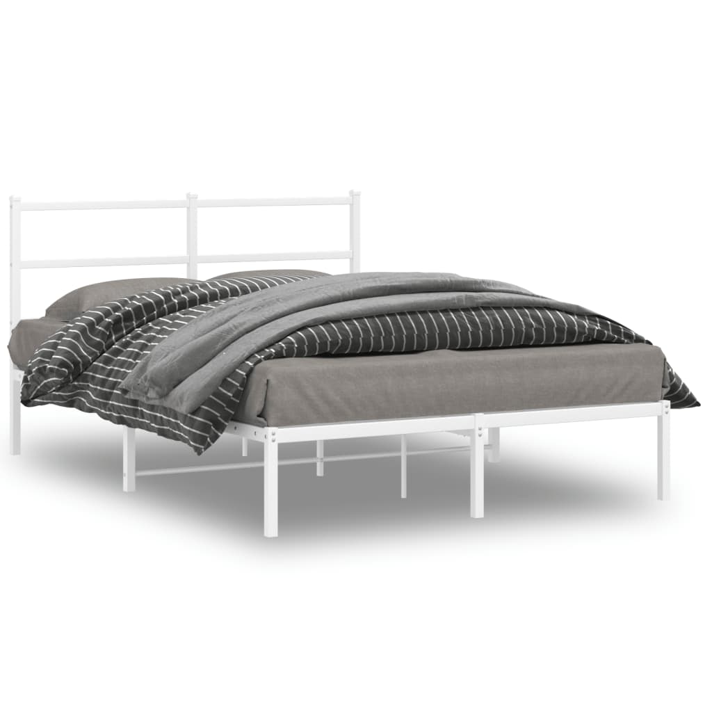 Vetonek Estructura cama sin colchón con cabecero metal blanco 140x200cm