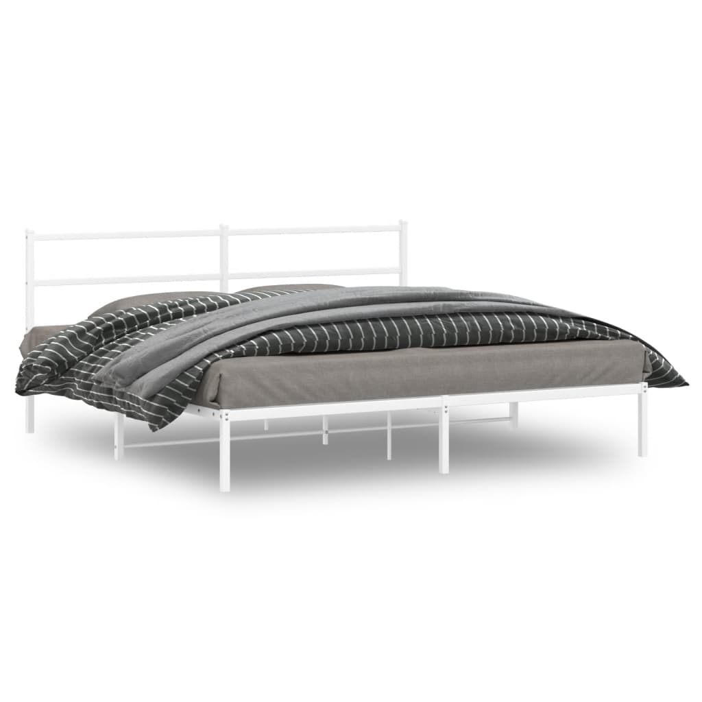 Vetonek Estructura cama sin colchón con cabecero metal blanco 180x200cm