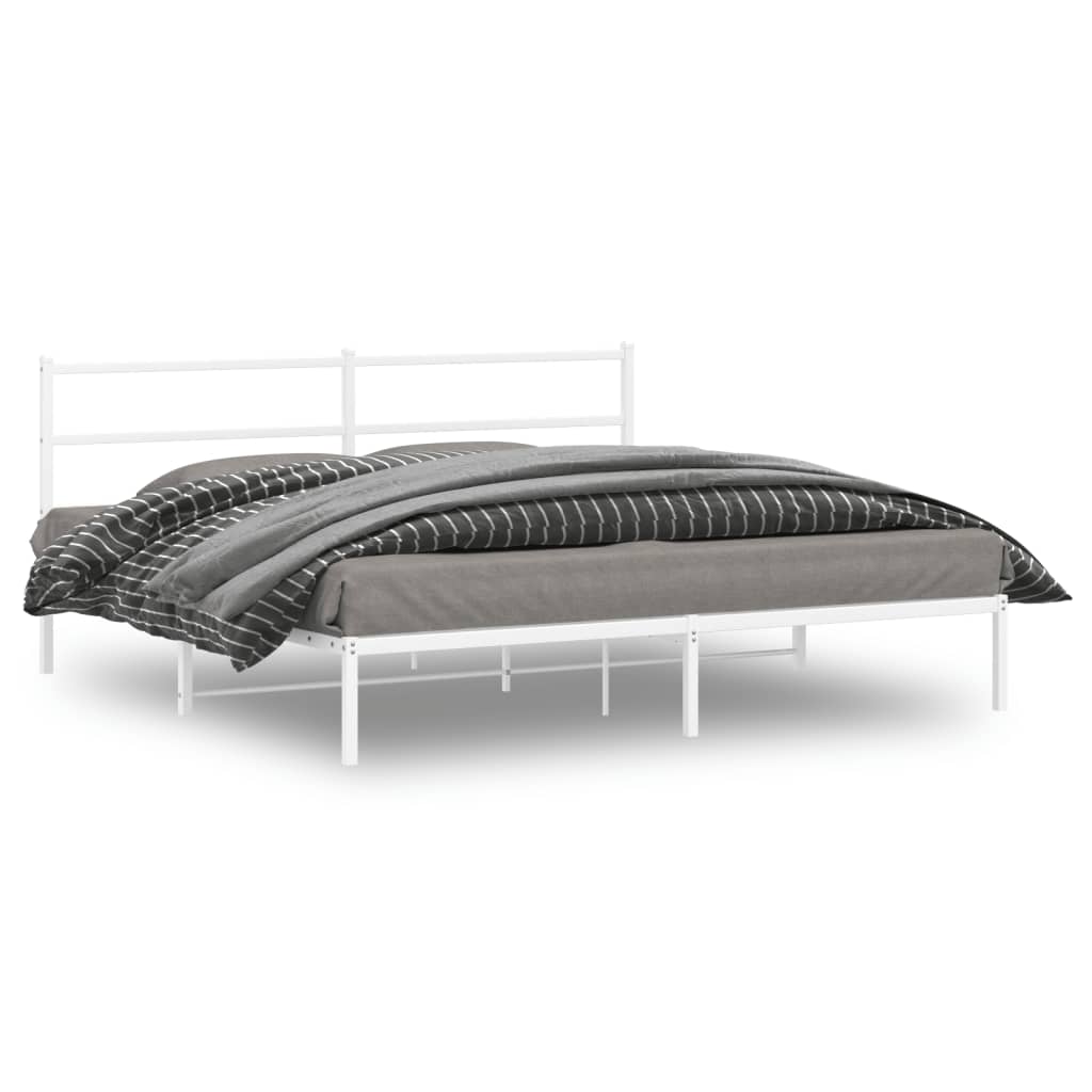 Vetonek Estructura cama sin colchón con cabecero metal blanco 183x213cm