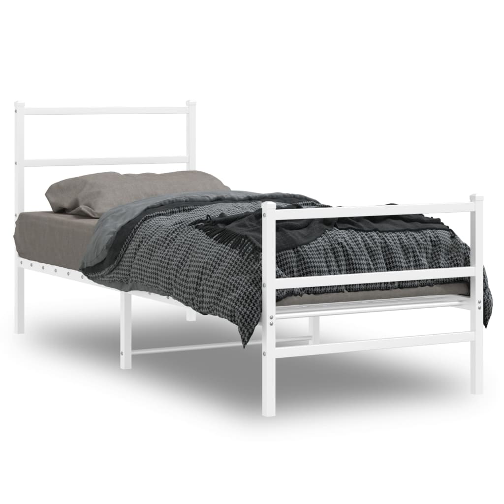 Vetonek Estructura cama sin colchón con estribo metal blanco 75x190 cm