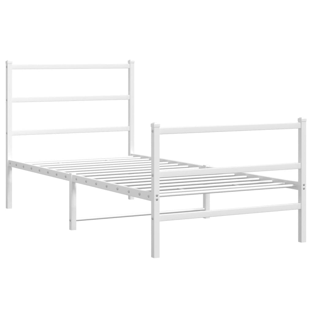 Bed without mattress with white metal stirrup 90x200 cm