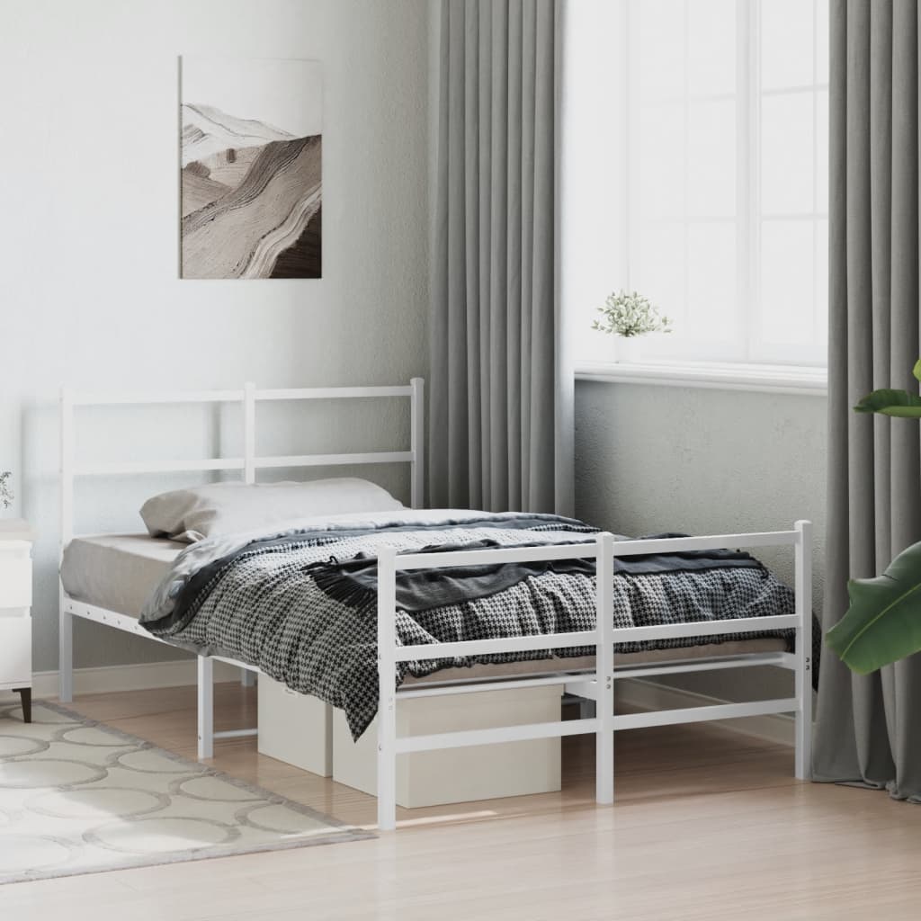 Vetonek Estructura cama sin colchón con estribo metal blanco 120x190 cm