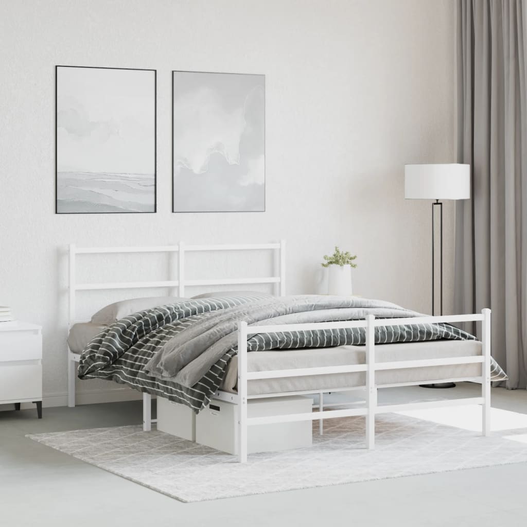 Vetonek Estructura cama sin colchón con estribo metal blanco 140x190 cm