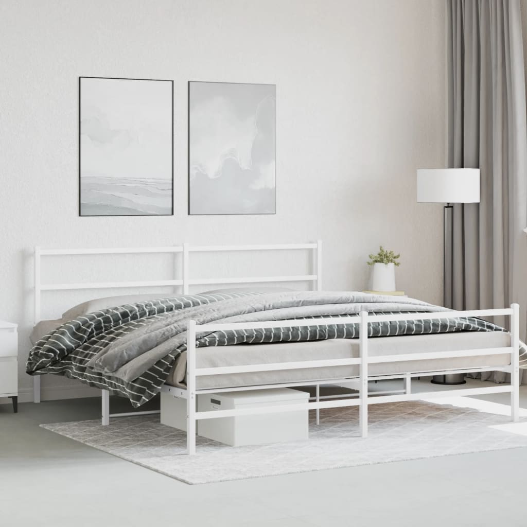 Vetonek Estructura cama sin colchón con estribo metal blanco 180x200 cm