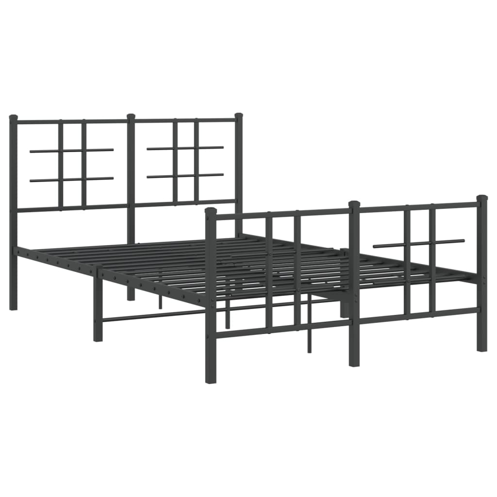 Cama sem cama de colchão com estribo de metal preto 120x190 cm