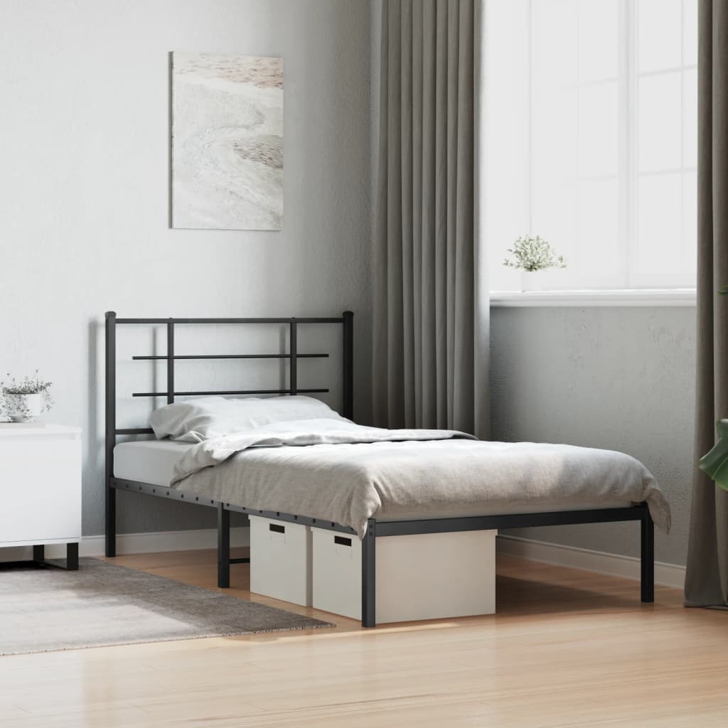 Vetonek Estructura cama sin colchón con cabecero metal blanco 100x190cm