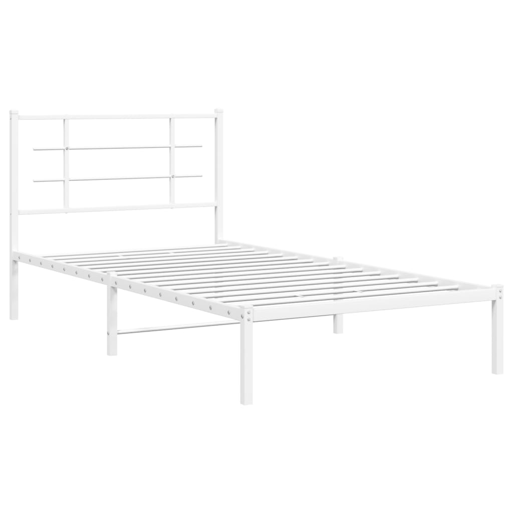 Letto senza materasso con testiera in metallo bianco 100x200cm