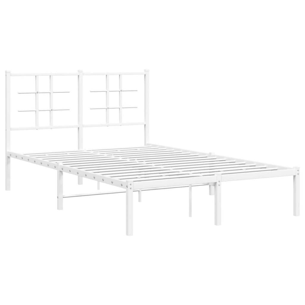 Bed without mattress with white metal headboard 120x190cm