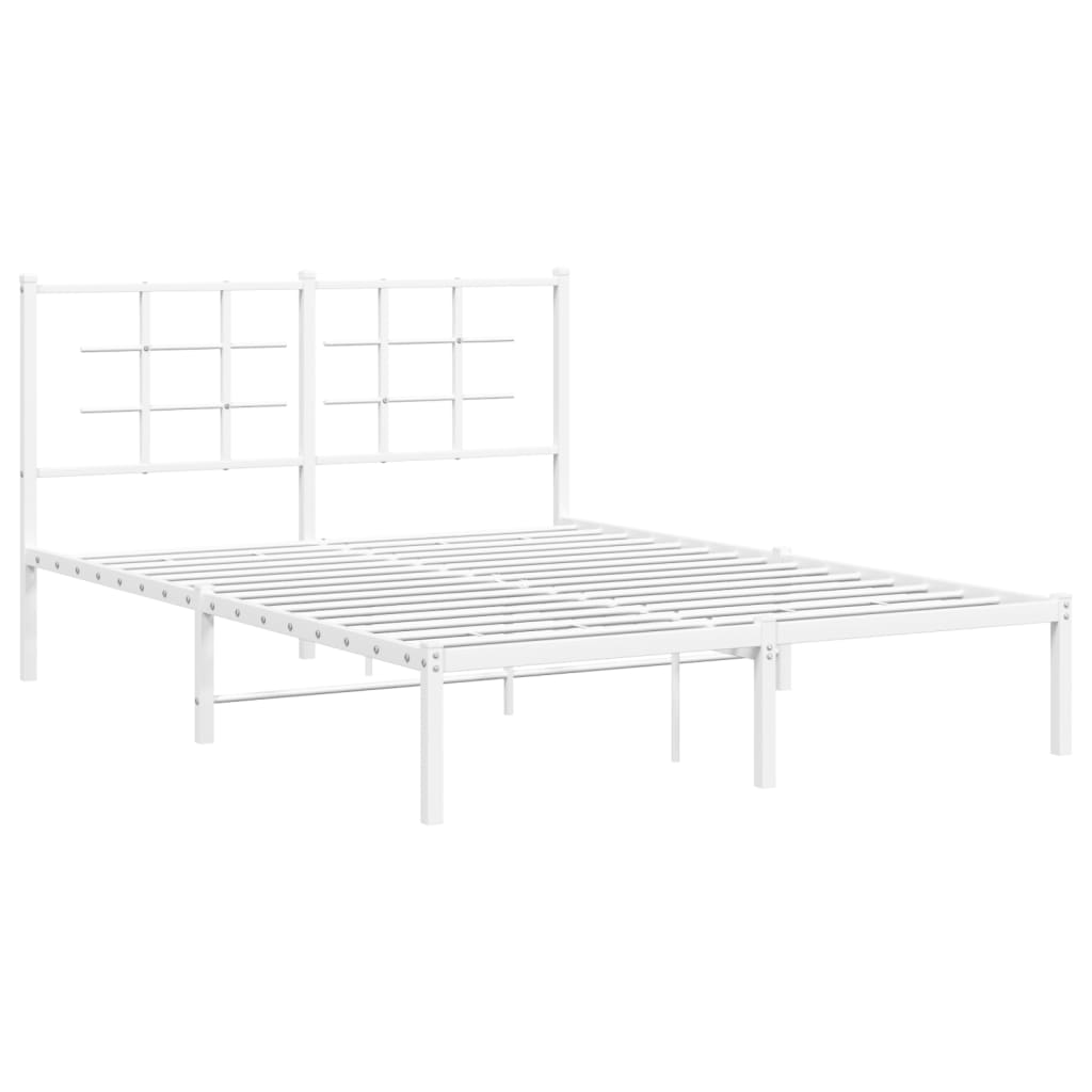 Cama sem colchão com cabeceira de metal branco 140x200cm