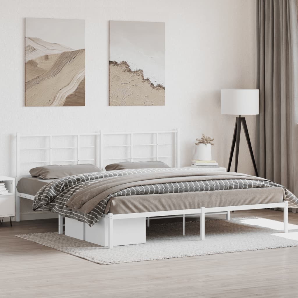 Vetonek Estructura cama sin colchón con cabecero metal blanco 193x203cm