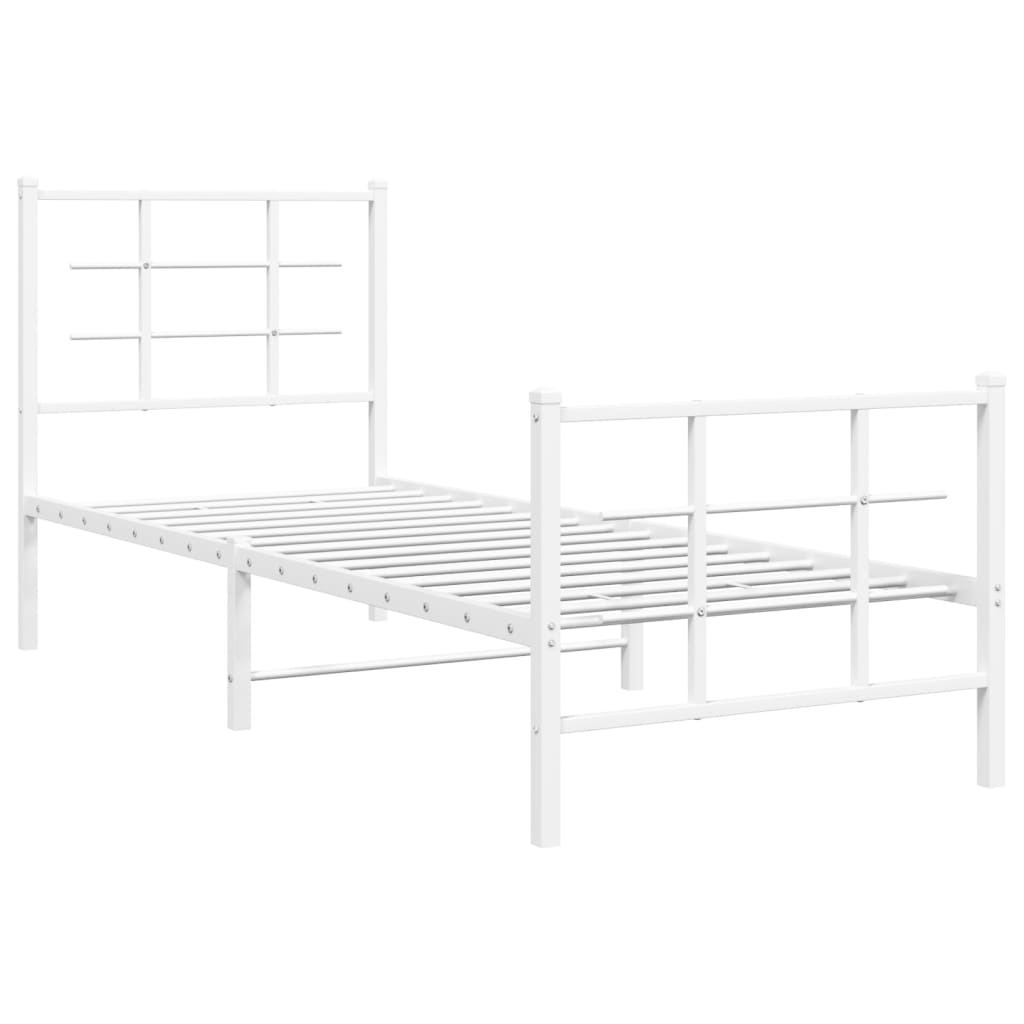 Cama sem colchão com estribo de metal branco 75x190 cm